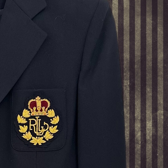 Lauren Ralph Lauren Jackets & Blazers - LAUREN - RALPH LAUREN Navy Blue, 3 Button, Crested Blazer, 12P, 100% PURE WOOL